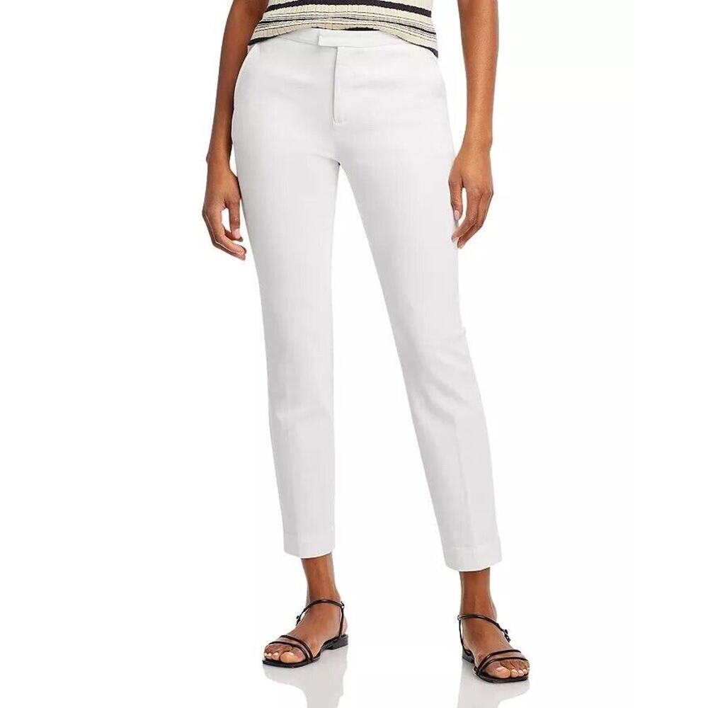 Atm Anthony Thomas Melillo Ankle Pants Cotton‎ Stretch Twill Slim White Size 8